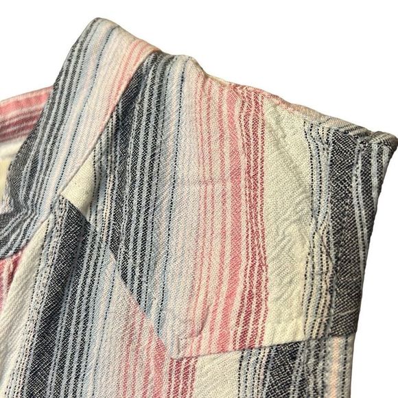Cloth & Stone Sleeveless Striped Shirt Dress Frayed Hem Casual Comfy size xsmall - Picture 3 of 11